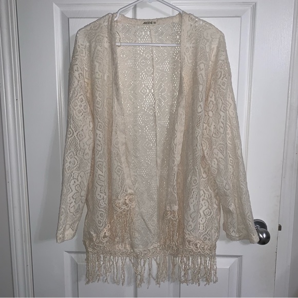 Ardene Cardigan Lace Fringe Long sleeve Kimono - Picture 2 of 6
